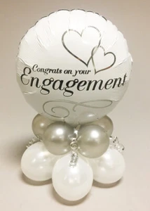 White Engagement Party Inflated Balloon Centrepiece COMES FULLY INFLATED - Picture 1 of 1