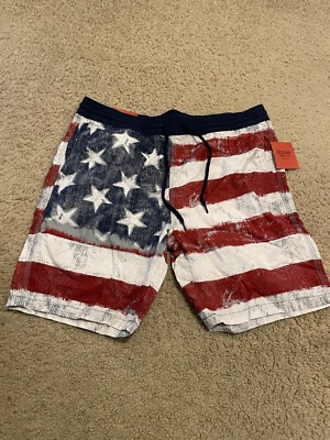 TRAJE DE BAÑO MOSSIMO SUPPLY CO BANDERA AMERICANA PARA HOMBRE MEDIANO NUEVO CON ETIQUETAS Foto 1 de 4