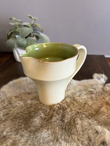 Vietri Cucina Fresca Cream Green Terracotta Glazed Pitcher Italy 32 oz sage - Picture 1 of 9