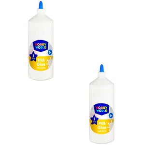 2 x 1Ltr Hobby World Colla PVA Multiuso Non Tossico Artigianato Casa Scuola Divertimento - Foto 1 di 7