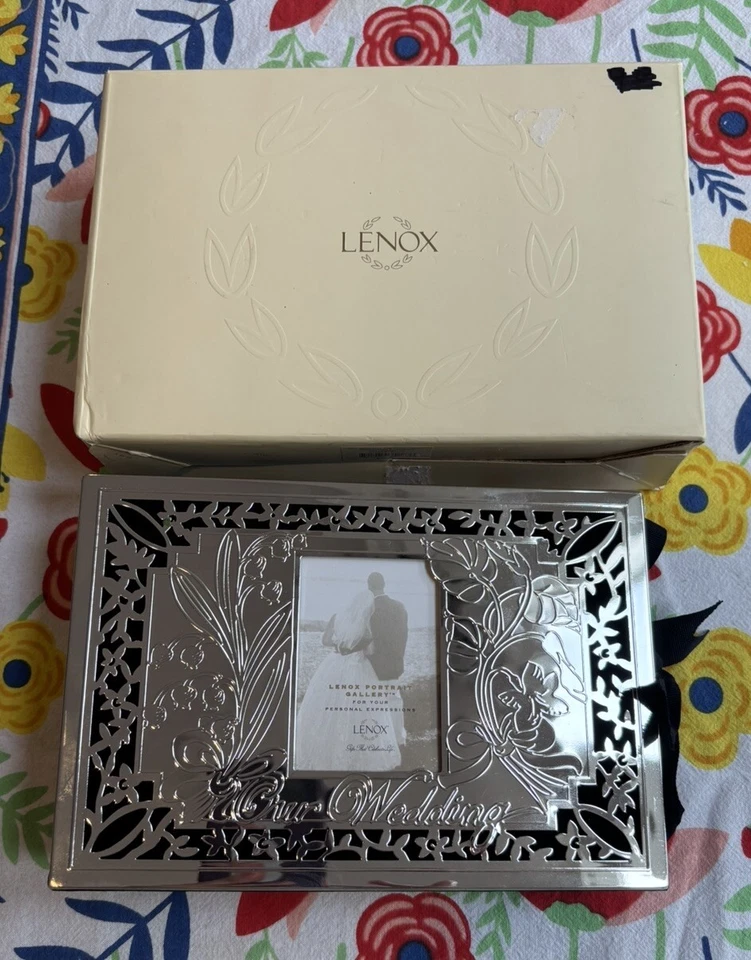 Lenox Portrait Gallery Our Wedding Silver Photo Album 4x6 Holds 80 Photos