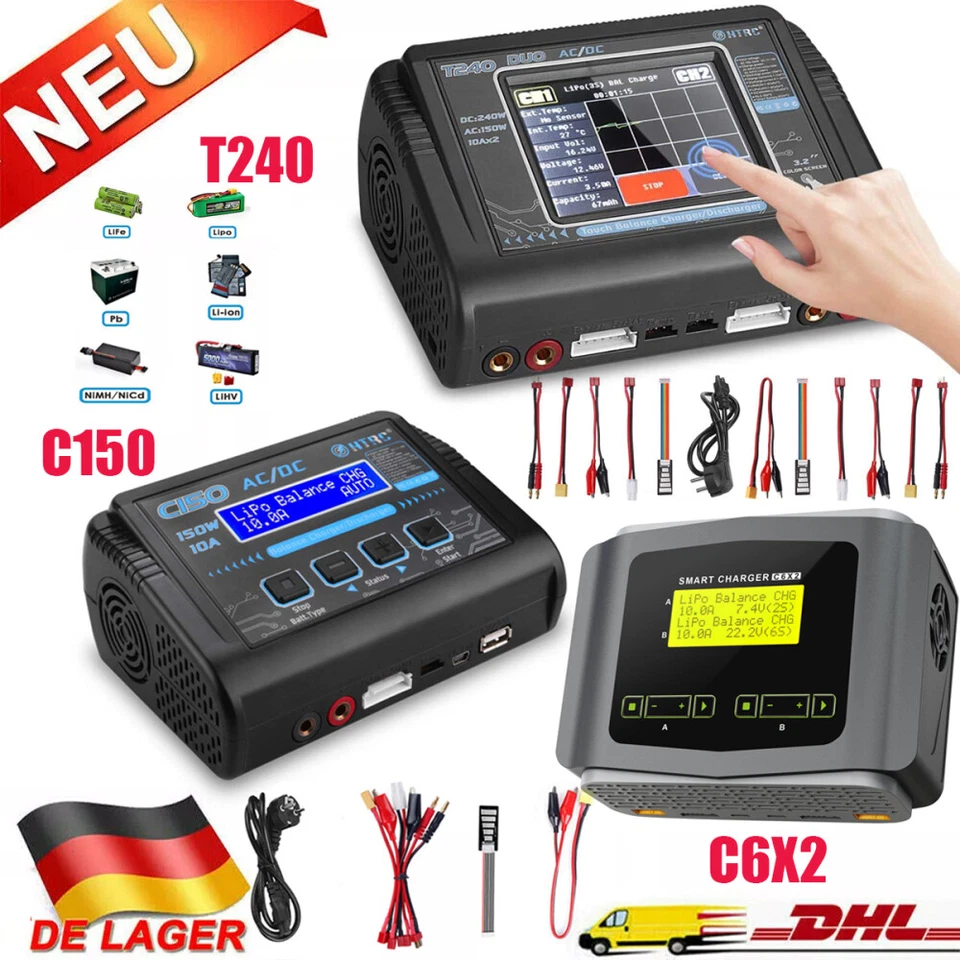 HTRC T240 DUO C150 C6X2 Lipo Battery Balance Ladegerät AC/DC Dual RC Ladegerät~ - Bild 1 von 4