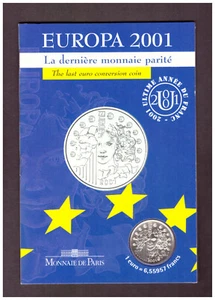 Frankreich 2001 MONNAIE DE PARIS "The last euro conversion coin", Silber PP - Picture 1 of 4