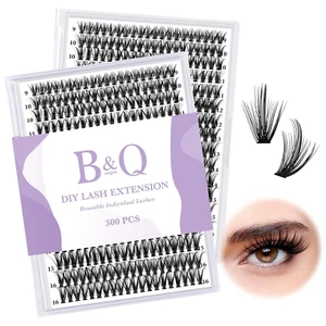 B&Q Manga Lash Clusters DIY Individual Lashes 50D-0.07D-9-16MIX 300 PCS False Ey - Picture 1 of 8