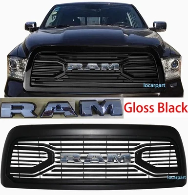 Parrilla brillante para Dodge RAM 2500 3500 2010-2018 con letra cromada Foto 1 de 4
