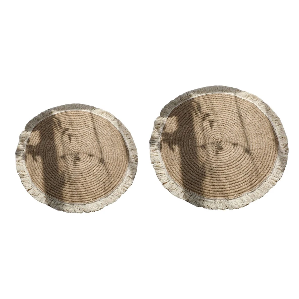 Jute Round Indoor Area Rug Washable Braided Tassel Living Room Floor Mat - Image 1 of 1
