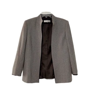 Giacca blazer Tahari donna 12 marrone aperto davanti foderato misto lana carriera OldMony - Foto 1 di 13