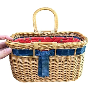 Cesta colgante vintage con inserto - cinta de terciopelo - linda decoración cabaña hada - Imagen 1 de 12
