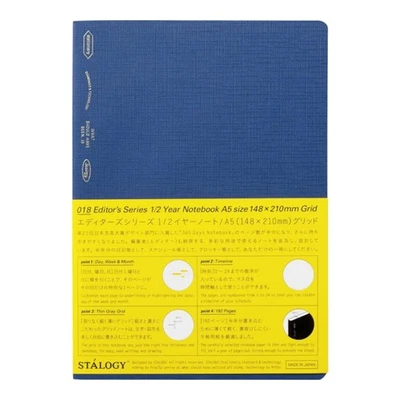 Nitoms Stalogy A5 Grid Notebook Blue 192 Pages Thin Portable Office Memo - Image 1 of 4