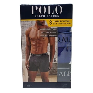 Polo Ralph Lauren Men's 4XL Big & Tall Boxer Briefs Cotton Underwear Pack of 3 - Picture 1 of 7