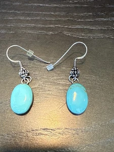 Sterling Silver 925 And Turquoise Dangling Earrings - Picture 1 of 5