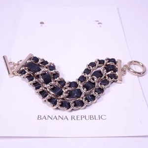 Banana Republic Women's Leather Braided Toggle Bracelet NWT 68 - Picture 1 of 5