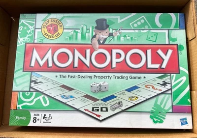 Hasbro Monopoly Board Game Play Faster With Speed Die 2009 New In Box - Image 1 of 2