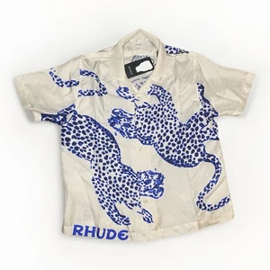 Small Rhude 100% Silk Shirt Blue Panther Please See Description - Picture 1 of 9