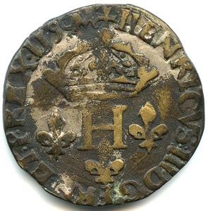 Henri III double sol Parisis 1590 n°7678 - Imagen 1 de 2