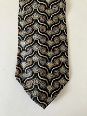 Corbata para hombre Stafford corbata seda satinado azul gris tostado blanco geométrica hecha en EE. UU. 58" Foto 1 de 4