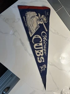 Vintage Chicago Cubs Wrigley Field Pennant MLB Baseball 27x10 - Picture 1 of 14