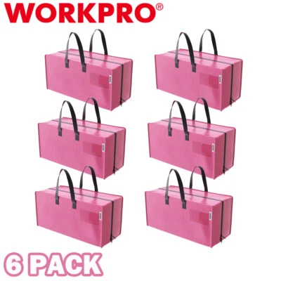 WORKPRO 6PCS Heavy-Duty Large Moving Bags Storage Tote W/Handles Backpack Straps - Image 1 of 4