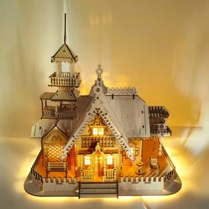 3D Wooden Puzzle Vintage Villa Model Kit DIY Assembly Toy Build in Light - Picture 1 of 9