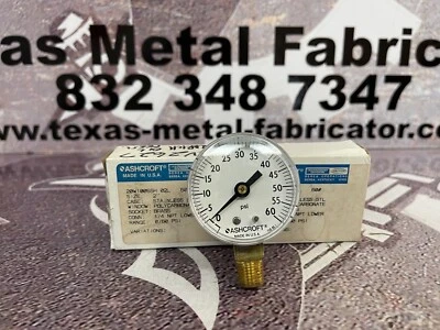 Ashcroft Pressure Gauge 0-60PSI Conn. 1/4” NPT Size 2” 20W1005SH Qty 2 - Image 1 of 4