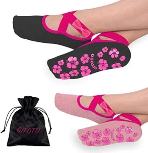 Conjunto de 2 pares de calcetines antideslizantes para mujer con empuñaduras Pilates Yoga Ballet Clase - Imagen 1 de 7