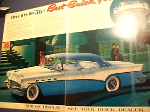 1956 Buick 2-Stck. großmagische Autoanzeige - "Hier ist es für ''56" - Bild 1 von 2