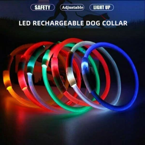 2PCSPet Dog Collar USB Rechargeable LED Collar Night Walking Glow Flashing Light - Picture 1 of 12