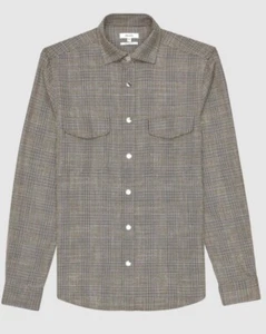 Sobrecamiseta Reiss Peaky con tachuelas a cuadros marrón nueva con etiquetas ajuste reg talla mediana - Imagen 1 de 10