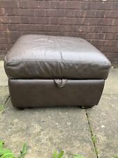 Brown Leather Ottoman Footstool Extra Seat Used