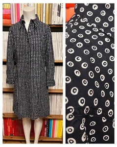Marimekko Vintage 1968 1970s Shirt Dress UK 8 10 XS Geometric Print Navy Blue - Picture 1 of 18