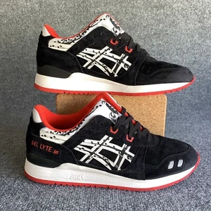 Asics Mens Titolo Papercut Gel Lyte III H50VK Black Red Leather Sneakers Size 12 - Picture 1 of 24