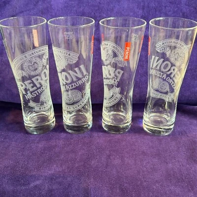 4 vasos de cerveza grabados transparentes Peroni Nastro Azzuro 300 ml Mancave Breweriana como nuevos Foto 1 de 3