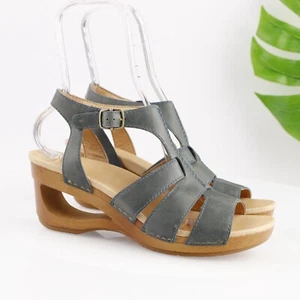 Dansko Womens Trudy Sandal Size 42 12 Blue Strappy Hollow Wedge Platform Shoe - Picture 1 of 14