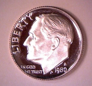 Moneda de diez centavos Roosevelt S 10C 1980 a prueba - **envío gratuito** - Imagen 1 de 2