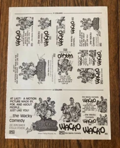 Wacko (1982) RARE & VINTAGE Ad Sheet Joe Don Bake/Andrew Dice Clay/Julia Duffy - Bild 1 von 1
