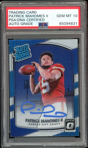 2017 Donruss Optic Rated Rookie Patrick Mahomes RC Blue PSA/DNA Auto GEM MINT 10