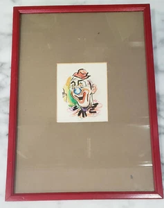 James Axelrod Vintage Happy Clown Acuarela Pintura Original Enmarcada y Firmada - Imagen 1 de 5