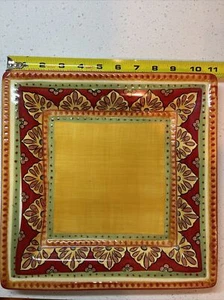 Tabletops Unlimited Espana Tangier Square Dinner Plate 10 3/4" Red Yellow - Picture 1 of 4
