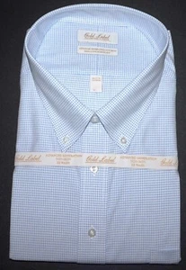 Roundtree Yorke Dress Shirt 19 - 36/37 BIG Blue White Mini Check NWT (BT-5) - Picture 1 of 4