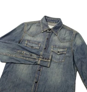 NWOT Saint Laurent 2020 Mens Slim Denim Shirt Western Work Sz S 15 38cm RRP £765 - Picture 1 of 6