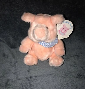Russ Berrie 99093 Pickles the Pig Bandana Pink Soft Plush Stuffed Cuddly Toy 6" - Picture 1 of 6