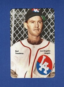 RED TREADWAY, 1947 Los Angeles Angels/PCL FIRST PRINTING color card Aldana 2020