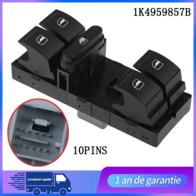 Bouton Lève Vitre Gauche Conducteur VW Tiguan Touran Golf 6 Golf 5 1K4959857B - Photo 1/4