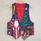 Vintage 90's Handmade Christmas Vest Santa Claus Snowman Reversible Med/Large
