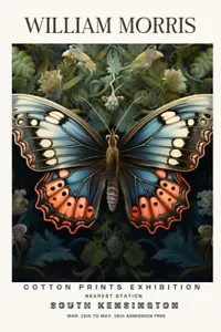 William Morris Vintage Butterfly Botanical Cotton Exhibition Prints Wall Poster - Picture 1 of 6
