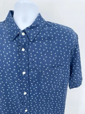Rails Men's XL Linen Blend Shirt Blue Floral Graphic Print Button Front S/S - Image 1 of 4