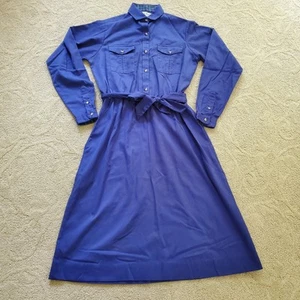 Vintage LL Bean Dress Womens 6 Small Purple/Blue Shirt 80s Button Up Collared - Picture 1 of 8