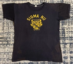 Vintage 1950s Sigma Nu College Fraternity Southern T Shirt Size L University USA - Picture 1 of 12