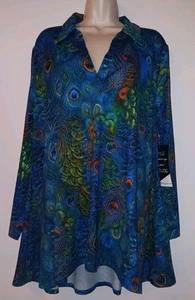 Attitudes by Renee Damen Neu mit Etikett Gr. XLP blau Pfau Strick Tunika Top mit Taschen neu - Bild 1 von 5