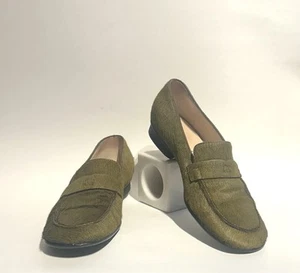 Chanel Olive Green Pony Hair Vintage Loafers Flats 7.5 - Imagen 1 de 7